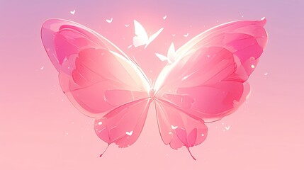 Romantic Pink Butterfly Wallpaper: Dreamy, Cute, and Serene Design with Heart-Shaped Wings for a Calm, Aesthetic Mobile Background