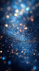 Obraz premium Silver cold blue bokeh background glittering with festive lights, perfect for celebrations and special occasions