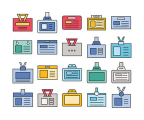 business id card badge icons set