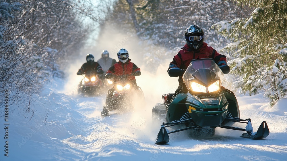 Poster write about the thrill of snowmobiling.