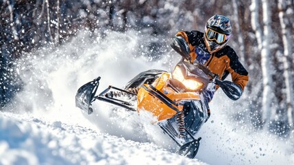 Write about the thrill of snowmobiling.