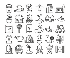 farming and agriculture icons set