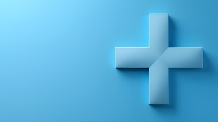 Obraz premium blue cross symbol on a blue background with copy space
