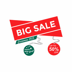 Vector illustration of Merry Christmas and New Year banner on transparent background