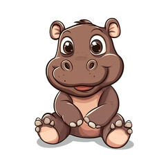 Obraz premium Cute Cartoon Hippopotamus