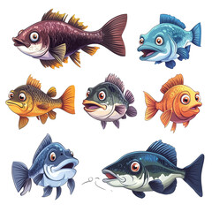 Naklejka premium Cartoon Fish Collection