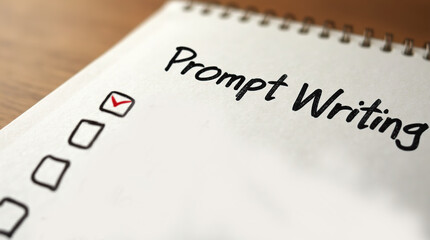 Fototapeta premium Prompt Writing Checklist on Notepad with Checkboxes