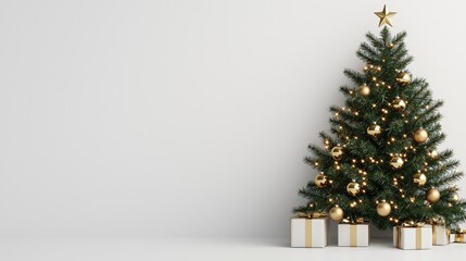 Elegant Gold Christmas Tree Gifts Festive Holiday Decor