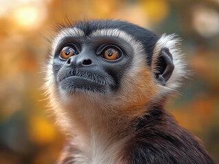 Fototapeta premium Gray bellied Night Monkey, Close Up in Tropical Habitat