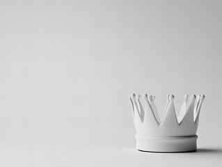 A minimalist white crown resting on a plain surface, representing purity, simplicity, and understated elegance