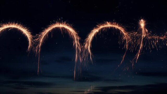 2025 celebration sparkler art with bright fireworks illuminating the night sky, marking the new year with joy and festive radiance.