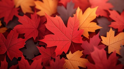 Fototapeta premium Autumn Maple Leaves Background Red Orange Brown Fall Foliage