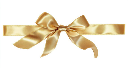 Fototapeta premium beautiful golden satin ribbon bow, perfect for gift wrapping and decorations, adds elegance and charm to any occasion