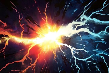 Obraz premium Thunder Flash on Abstract Comic Background