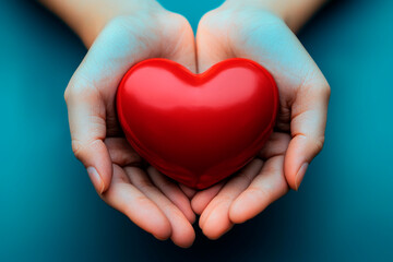 Support and compassion expressed through hands offering a heart symbol representing love and care for others in a heartfelt moment of connection