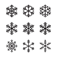 Fototapeta premium Snowflakes icon set silhouette vector illustration