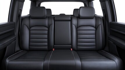 Luxurious black leather SUV seats featuring gray stitching in a sophisticated dark interior setting with exquisite detailing and studio lighting