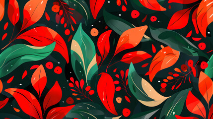 Red and Green Festive Patterns Flat illustration