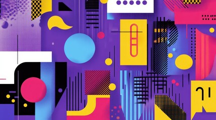 Fototapeta premium Abstract Geometric Pattern with Vibrant Colors and Shapes