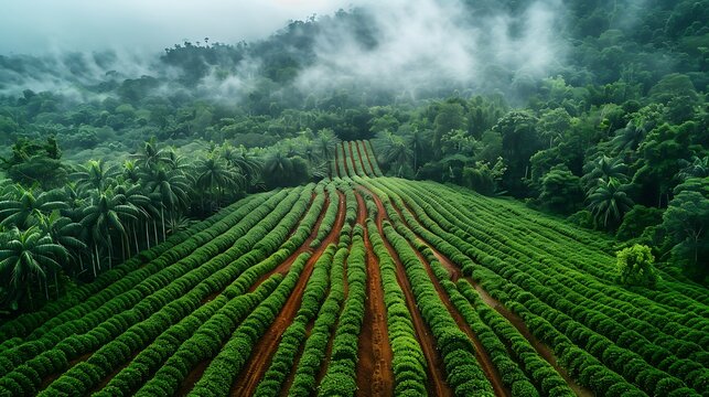 A dynamic view of tree cutting during cultivation and reforestation efforts in a farm 