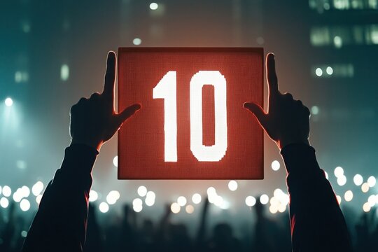 Crowd celebrates final countdown urban nightscape event photography festive atmosphere close-up view excitement and unity