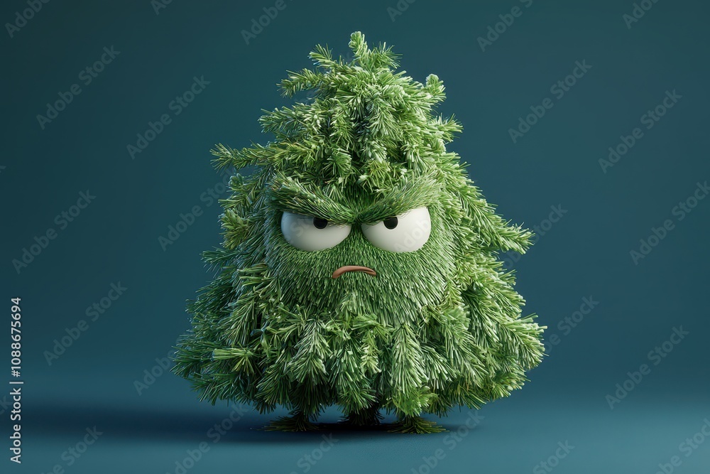 Aufkleber a tree with a face and a frowning expression