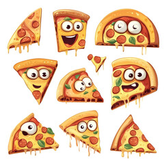 Fototapeta premium Funny Pizza Slice Characters