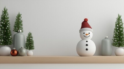 Festive Snowman Christmas Decoration with Mini Trees