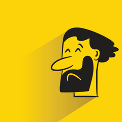 beard man face with shadow on yellow background