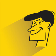 comic face avatar with shadow on yellow background