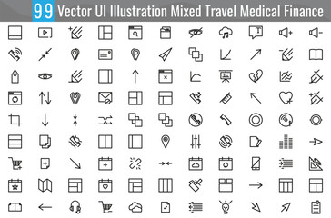 Vector UI Illustration Mixed Travel Medical Finance Concept
