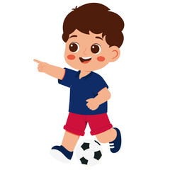 Cheerful Boy Playing Soccer Illustration