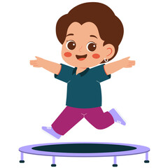 Cheerful Girl Jumping on a Trampoline Illustration