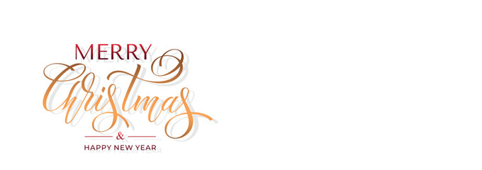 Merry Christmas and Happy New Year hand lettering calligraphy. Vector holiday illustration element. Typographic element for congratulations.