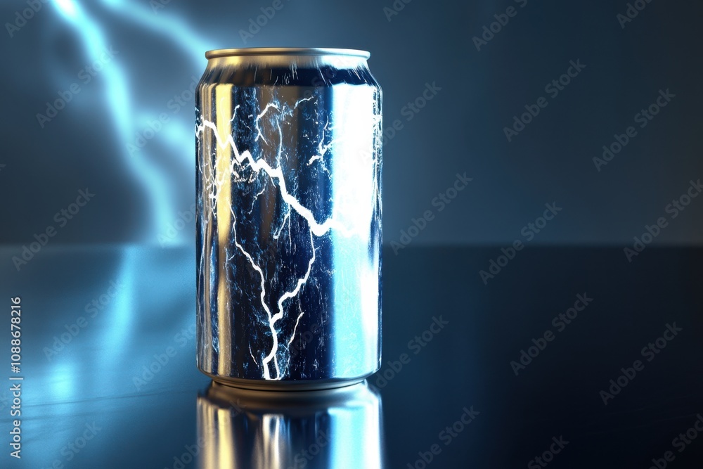 Poster a can of soda is sitting on a table with a storm in the background