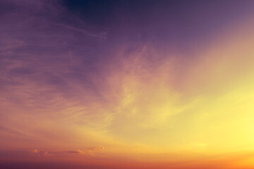 Colorful cloudy sky at sunset. Gradient color. Sky texture. Abstract nature background