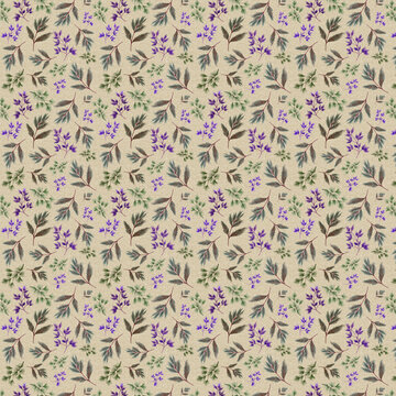 Winter Foliage Hand-drawn Pattern on Kraft Paper