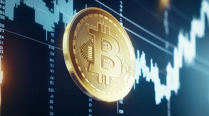 Cryptocurrency-focused image featuring Bitcoin amidst analytical charts, diagrams, and price trends, representing the speculative yet transformative Web3 economy