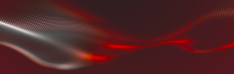 Beautiful curved wave on a dark background. Digital technology background. Concept of network. 3D