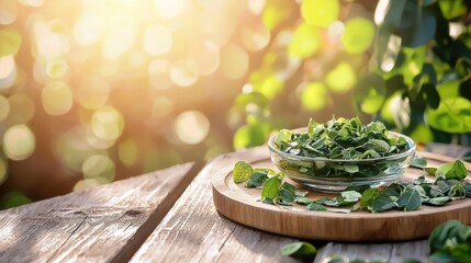 Natural Healing Remedy with Fresh Herb Leaves