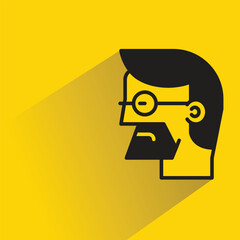 beard man icon with shadow on yellow background