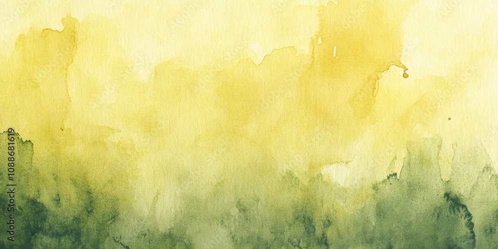 Poster soft watercolor gradient in yellow and green tones creating a calm and serene background for creativ