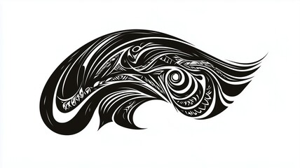 Fototapeta premium A detailed black tribal tattoo design, isolated on a pure white background