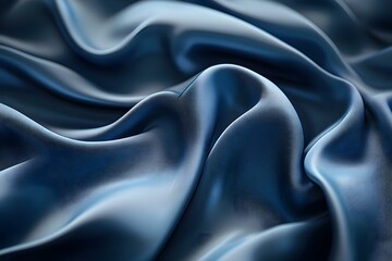 Fototapeta premium The Texture of Blue Wavy Fabric in Ripples