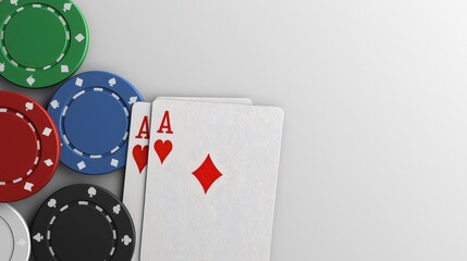 Obraz premium Poker Chips Playing Cards Aces Gambling Casino Game