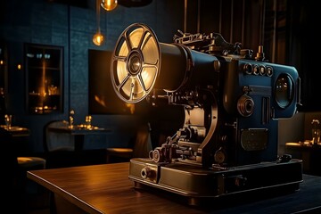 Fototapeta premium Dramatic Lighting on a Vintage Film Projector