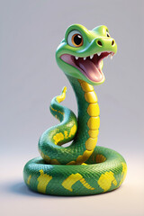 Fototapeta premium Snake isolated on background- symbol of New Year, 3D render, celebration item high quality