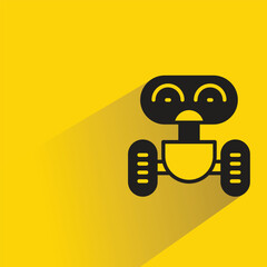 robot icon with shadow on yellow background