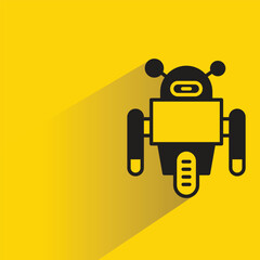 robot icon with shadow on yellow background