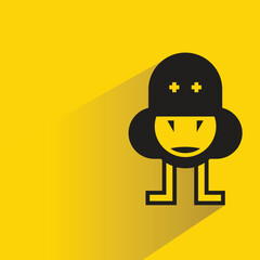 cute monster icon with shadow on yellow background